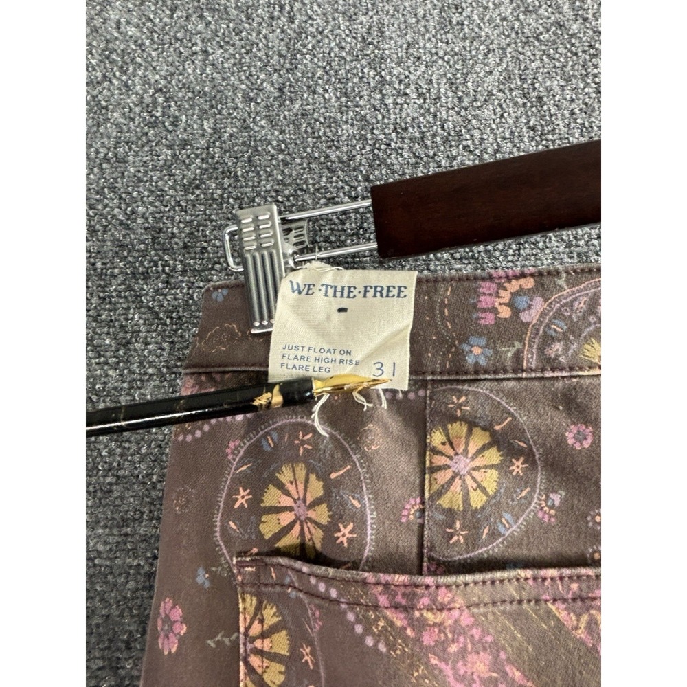 NWT Free People Just Float On Super Flare Stretch Pink Paisley Jeans Bell Bottom - Picture 7 of 10